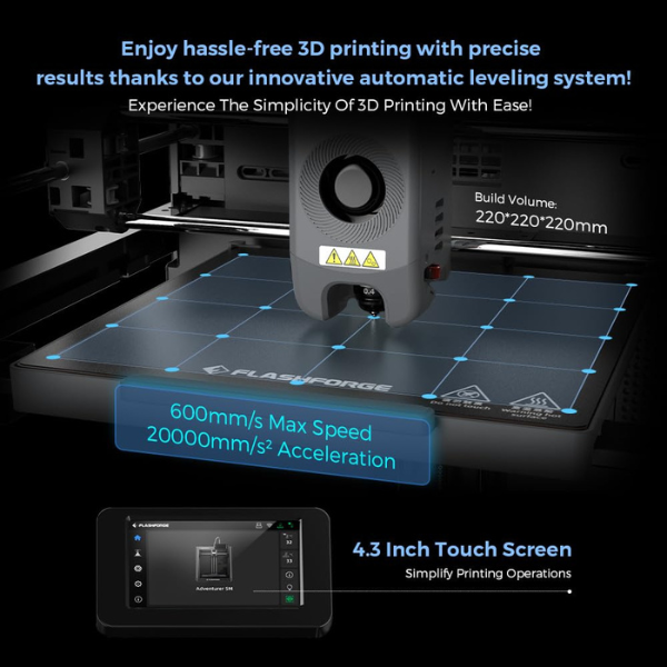 Flashforge Imprimante 3D Adventurer 5M nivellement automatique vitesse d'impression maximale de 600 mm/s