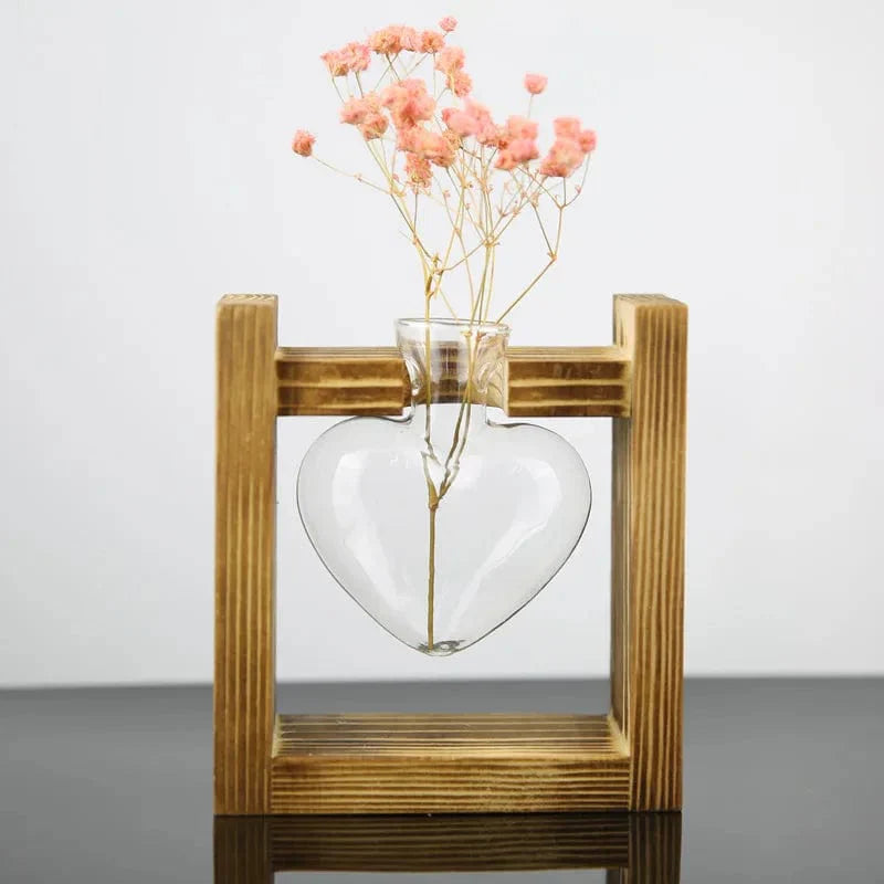 Vase Hydroponique en Verre en Forme de Cœur