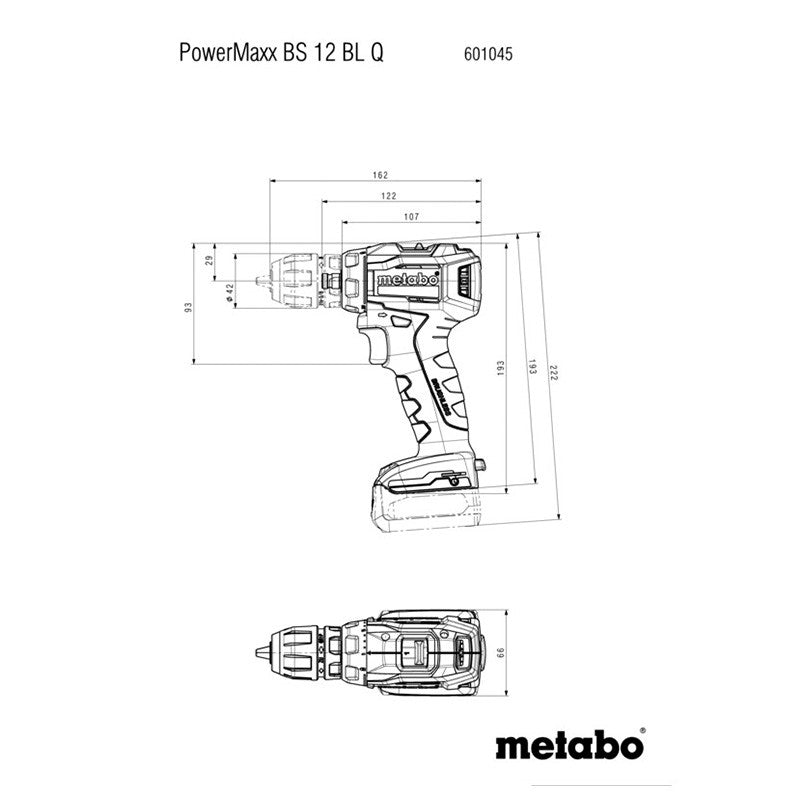 Perceuse visseuse 12V sans fil PowerMaxx BS 12 BL Quick 2x 4Ah Li-HD - METABO - 601045920 - ASC 55, coffret