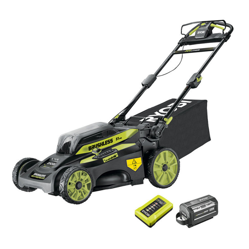 Tondeuse tractée Brushless 36V MAX POWER RYOBI RY36LMX51A-160 - 51 cm (1 x 6,0 Ah High Energy)