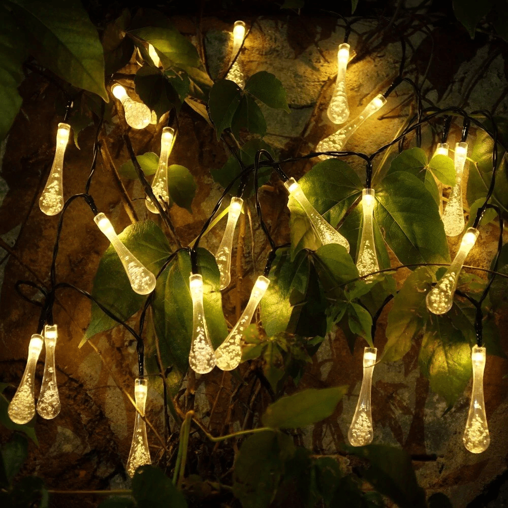 Guirlande Solaire Extérieure LED en Forme de Goutte d'Eau