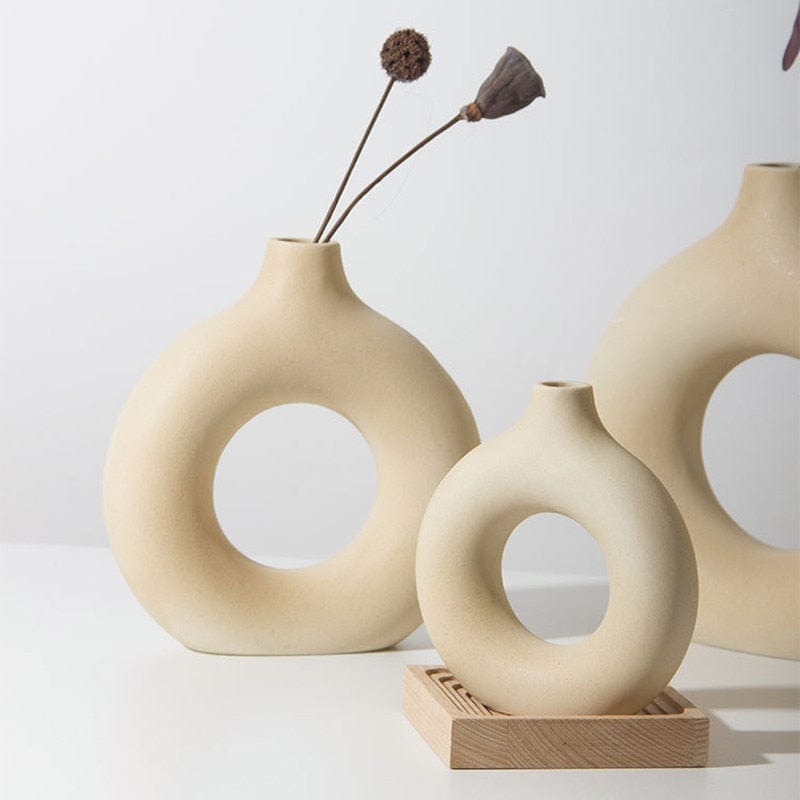 Vase Nordique Circulaire en Céramique pour Fleur