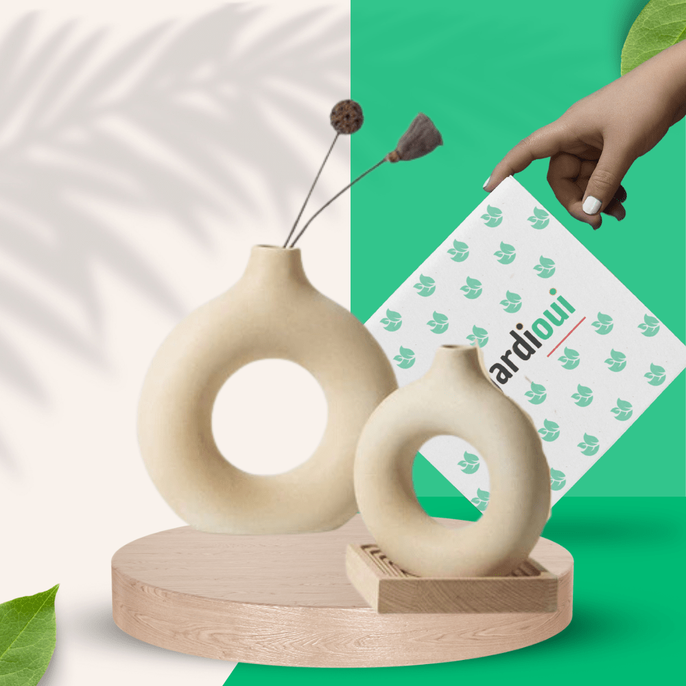 Vase Nordique Circulaire en Céramique pour Fleur